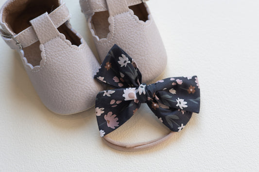 Midnight Floral Bow